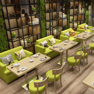 西餐厅沙发奶茶店桌椅甜品店卡座咖啡厅家具清新休闲餐厅餐桌椅