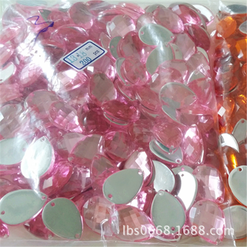 手缝钻双孔水滴 服装辅料配件 鞋帽 婚纱 异形水钻 环保亚克力钻