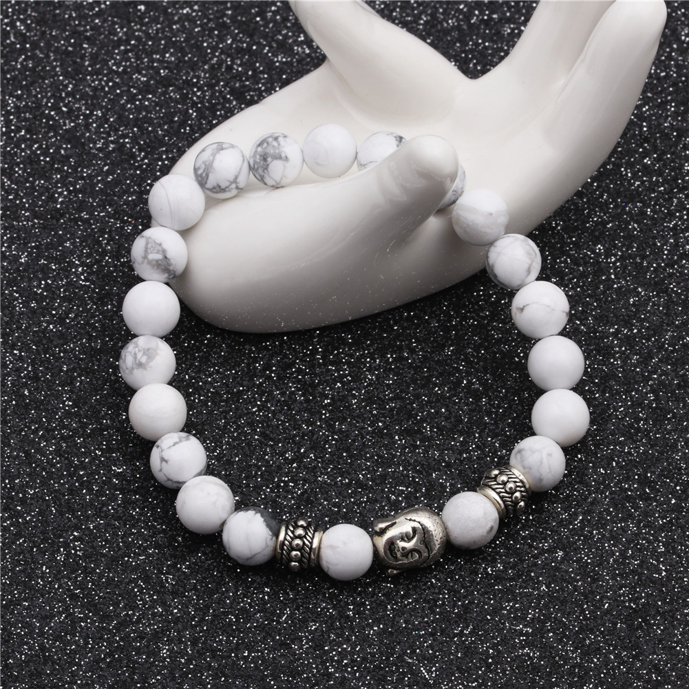 8mm White Pine Stone Head Bracelet Natural Stone Diy Beaded Bracelet Jewelry display picture 8