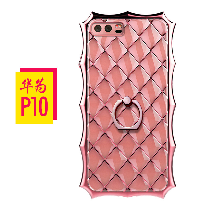 SIMON Crown Luxury Royal Electroplating Soft TPU Streamline Protection Case Cover with 360° Rotating Anti-drop Finger Ring Grip Holder for Huawei P10 & Huawei P10 Plus