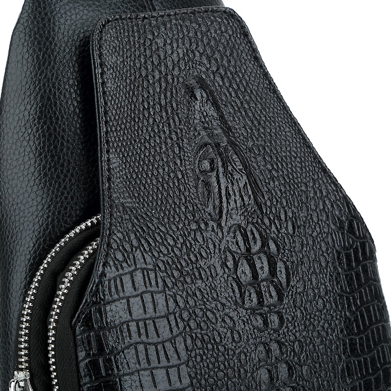 Borsa a tracolla da uomo con motivo a coccodrillo, nuova spalla singola, con testa di pesce in rilievo_voghion.com