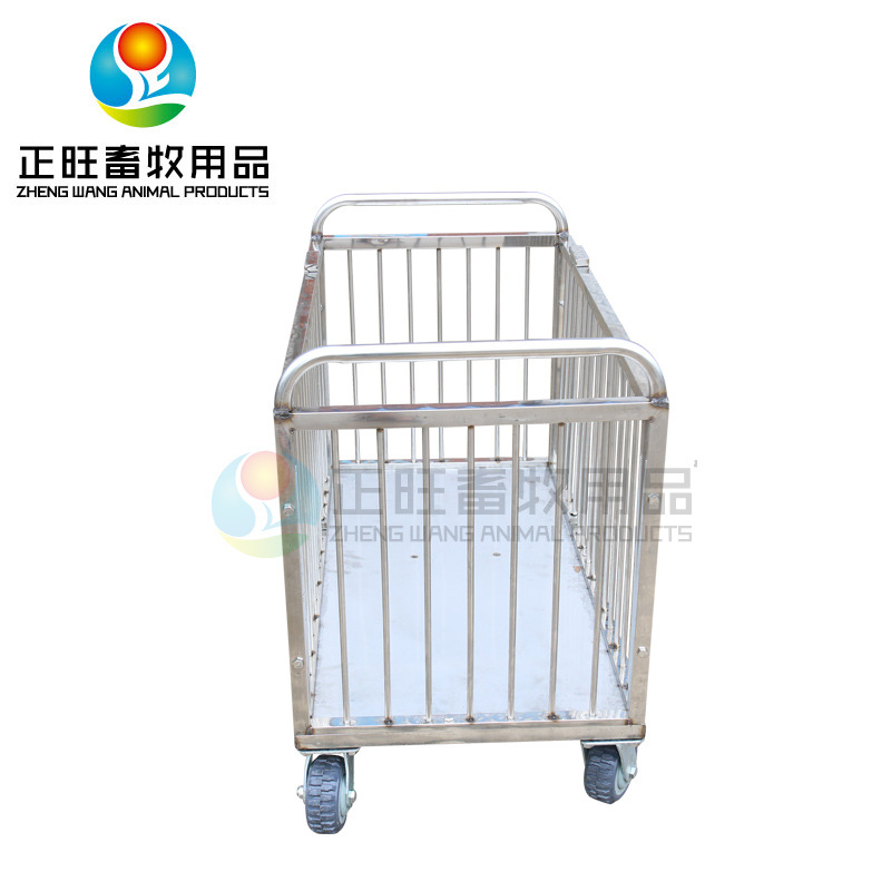 acero inoxidable desmontable carro giratorio de carro giratorio de carro de transporte de cerdos pesado equipo de cría de jaula de cerdos