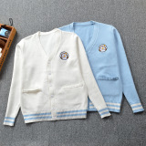 Детская японская мультяшная милая студенческая юбка в складку, трикотажный кардиган, с вышивкой