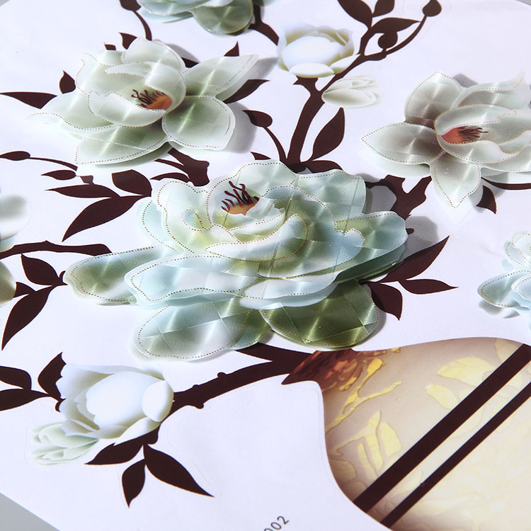 Décoration intérieure de style européen raffinée : vase mural tridimensionnel à plusieurs niveaux en feuille d'or, autocollants 3D imperméables_voghion.com