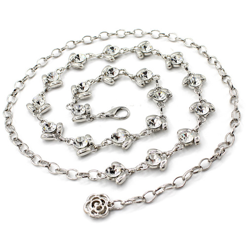 Hot selling Korean version with dress women's decorative waist chain women's thin sweet rhinestone inlaid metal waist chain one piece drop shipping