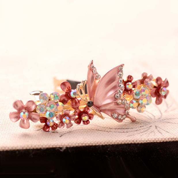 Retro Flower Butterfly Alloy Inlay Artificial Gemstones Hair Clip 1 Piece display picture 3