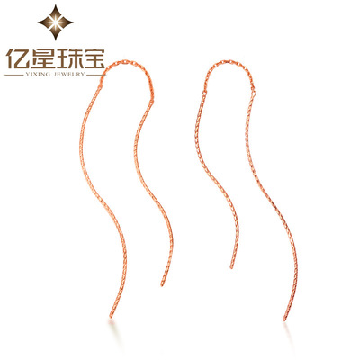 耳线批发 18k金玫瑰金AU750简约款日韩时尚曲线耳环耳针耳坠|ms