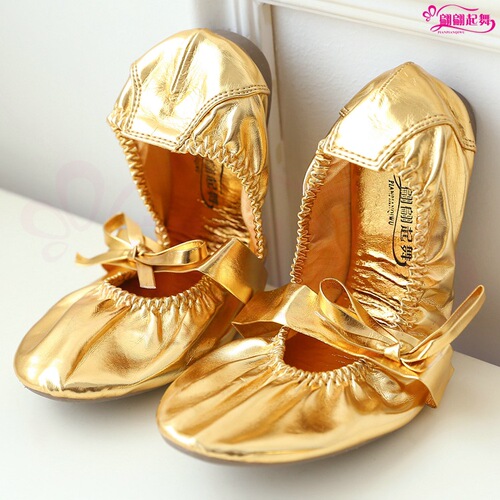 Belly dance beef tendon soft-soled Indian dance shoes square dance practice ethnic dance dance shoes gold shoes come with shoe bag