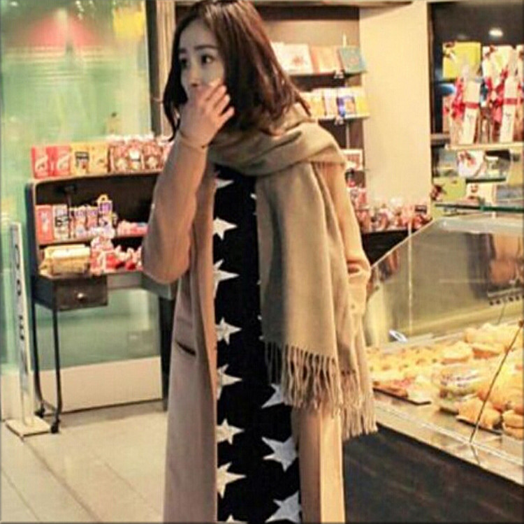 杨幂同款围巾驼色纯色单色韩版秋冬保暖加厚披肩仿羊绒男女披巾长