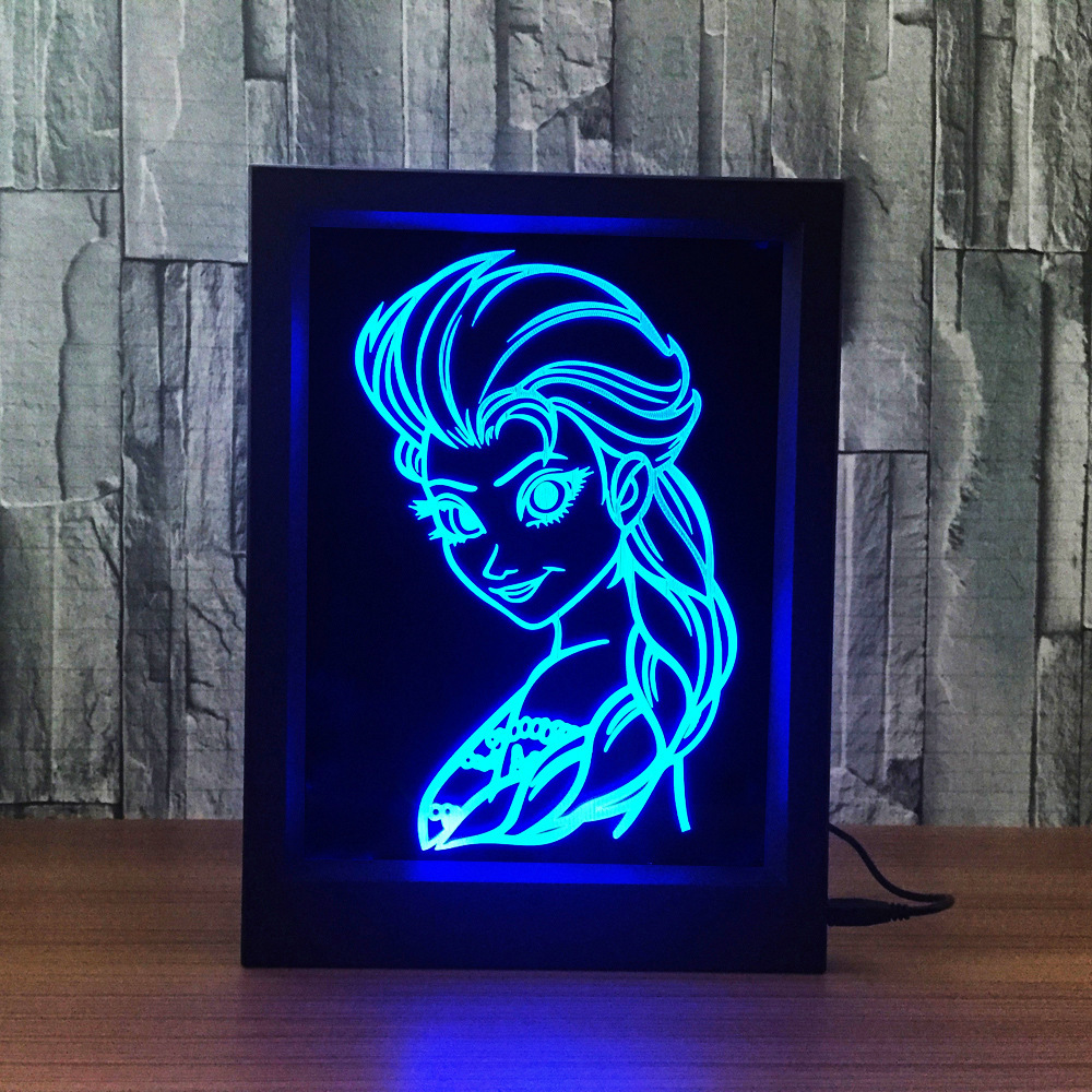 相框灯 3d触摸遥控创意产品桌面台灯小夜灯冰雪皇后