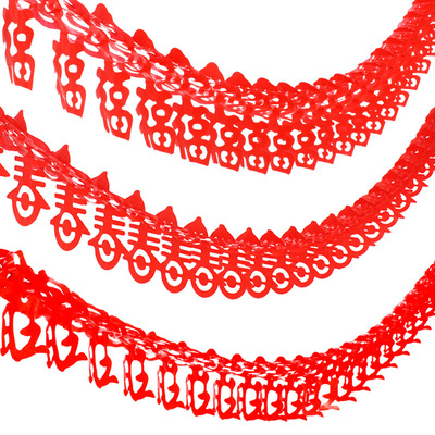 2021牛年新年拉花春节装饰用品镂空立体红色恭喜发财福春旺字拉条|ms