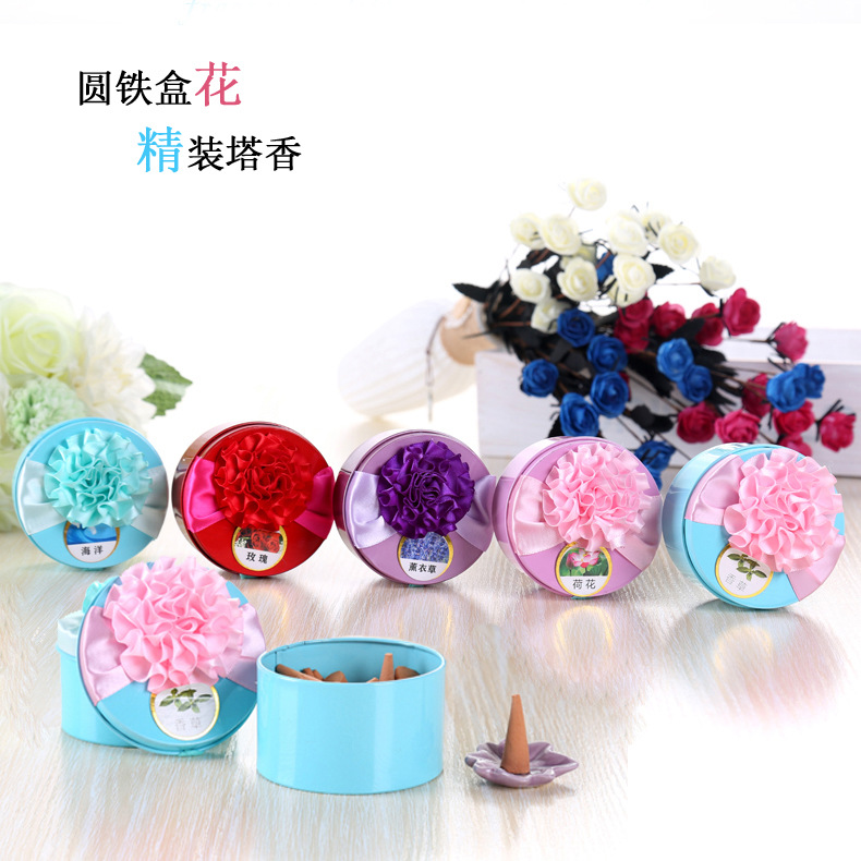 批发 新品圆铁盒花塔香 家用厕所锥香 宝塔香香味好闻|ru