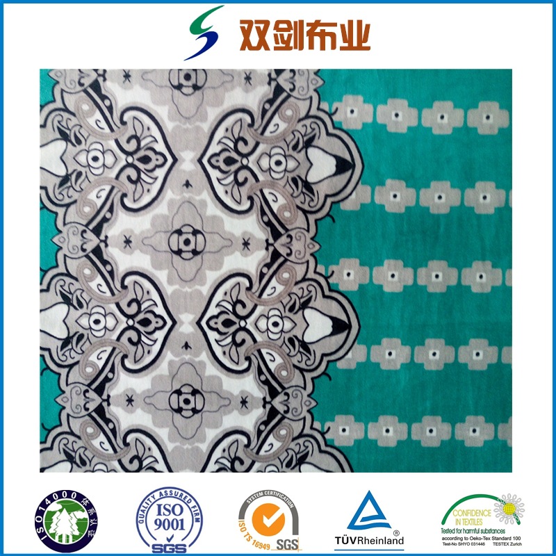 经编氨纶超柔染色印花经编银狐绒服装面料