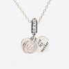 Pendant, fuchsia enamel heart shaped, silver 925 sample, silver 925 sample, roses, European style