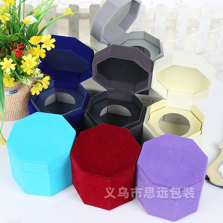工厂可定绒布八角盒 花盒 创意精美礼品永生花盒礼品包装鲜花盒