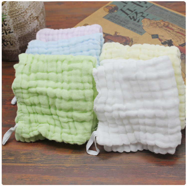 6层水洗褶皱纱布方巾宝宝新生儿洗脸小方巾婴幼儿口水巾手帕30*30