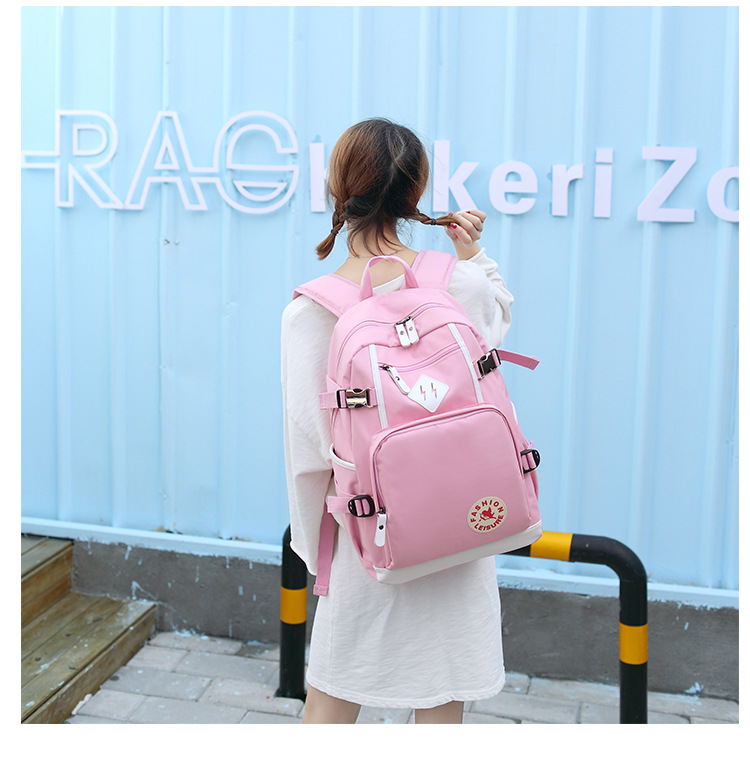 Fashion Solid Color Square Zipper Functional Backpack display picture 7