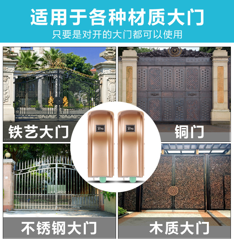 福清市庭院智能开门机 走轮式开门机 电动门遥控电动八字平开门机