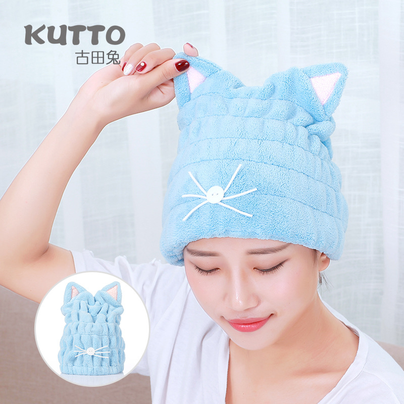 New listing lovely Kitty Dry hair cap Super water uptake household Coral Dry hair cap Life Museum in stock