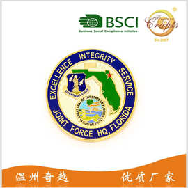厂家定做金属纪念币 景点建筑物标志纪念章 浮雕压铸烤漆胸章