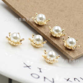 韩版爆款珍珠花心材料手工发饰diy合金饰品配件花盘钻扣头饰配件