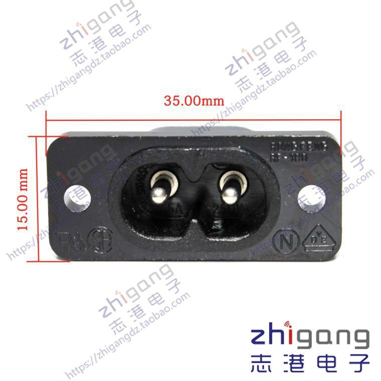 AC电源插座 台湾荣丰RF-180进口电源插座 8字插座 2脚焊线 带螺孔
