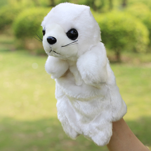 Sea lion hand puppet doll marine animal plush toy large children parent-child early education baby comfort plush doll