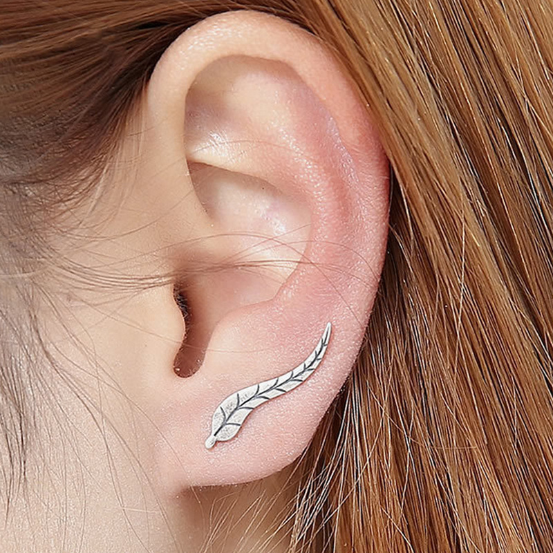 Classic Tree Leaf Ear Stud Ear Clips Environmental Protection Alloy Gold-plated Silver Angel Wings Feather Ear Stud Ear Clips Wholesale Nihaojewelry display picture 7