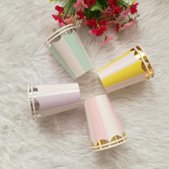Bulk Thickened Inner Coated Disposable Paper Cups Striped Cups Eco Gold Foil Silver Foil 8-Pack 8 Colors