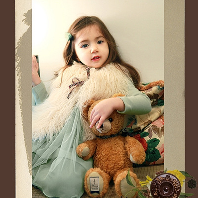 Korean original 2018 New fall Daughter Children's clothing Beach wool fashion high-grade Supple Close Vest