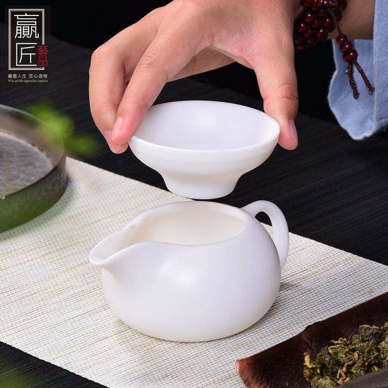 Ganar artesanía moral porcelana blanca Kung Fu juego de té ceremonia del té accesorios Jade porcelana té colador cerámica Filtro de acero inoxidable Filtro de té