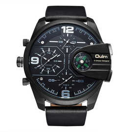 Oulm欧镭3790外贸货源时尚男士石英手表三机芯指南针水男士手表