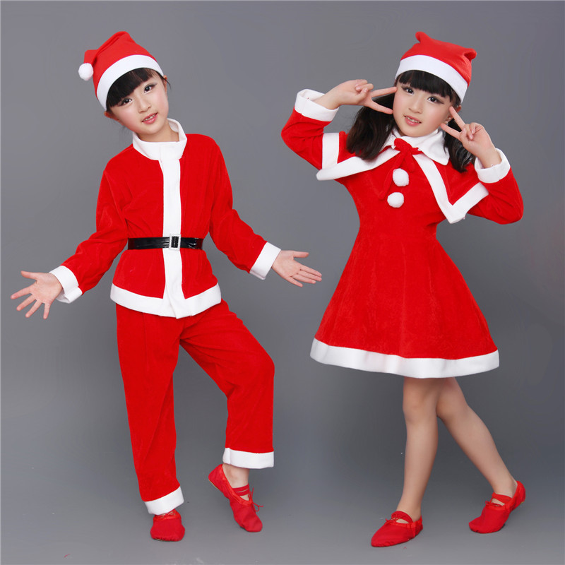 新款一件代发欧美圣诞节服装儿童圣诞服圣诞老人男女童圣诞演出服
