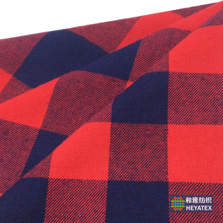 21支斜纹磨毛朝阳格 红蓝格子布多种格宽秋冬衬衫面料 现货H4445