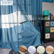 外貿B2C條紋百搭成品窗簾Ebay速賣通亞馬遜卧室客廳陽台透氣窗紗