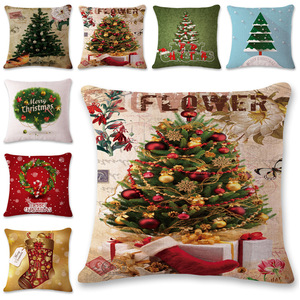 Retro Christmas tree series linen Pillowcase