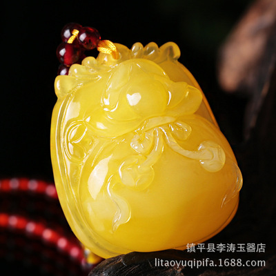 工厂价  波罗的海天然琥珀蜜蜡原石吊坠 钱袋鸡油黄吊坠男女款|ms