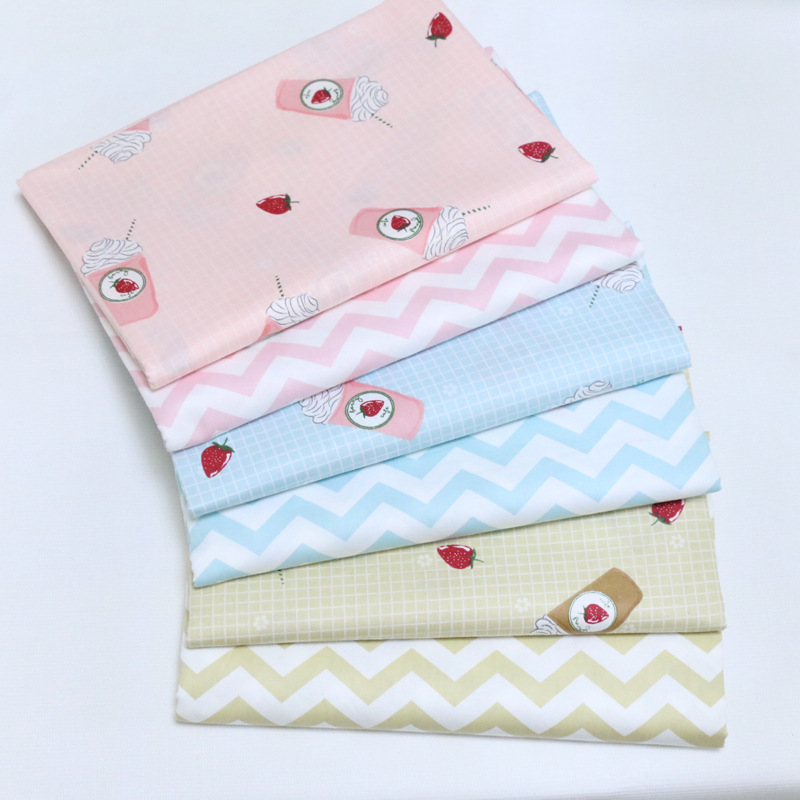 全棉印花 手工DIY布宝宝斜纹布料 卡通冰激凌AB版纯棉面料批发