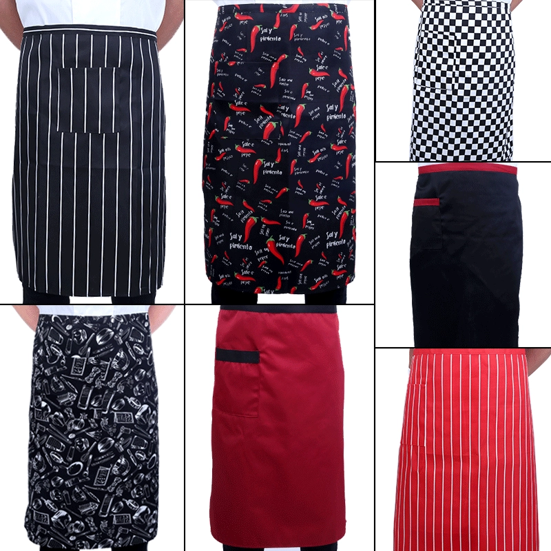 Прямые продажи с фабрики, оптовая продажа, водонепроницаемый и маслостойкий фартук для шеф-повара, кухонный отель, рабочий фартук для официанта средней длины