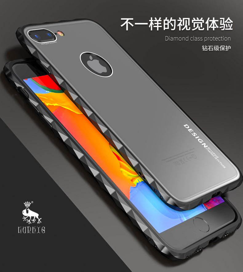 Luphie Diamond Edge Slim Light Aluminum Bumper Frosted PC Back Cover Case for Apple iPhone 8 Plus & iPhone 8