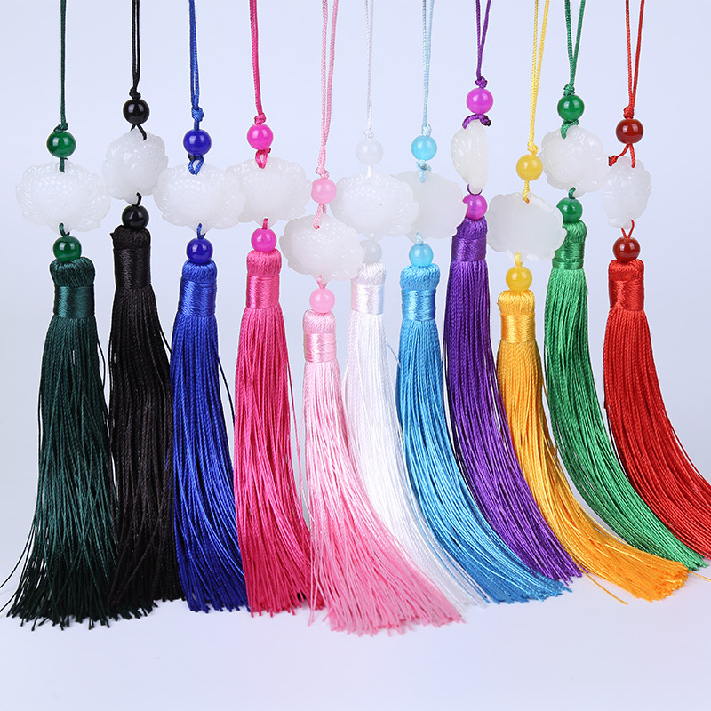 中国风莲花流苏吊穗子扇子配饰挂件DIY材料复古风扇坠挂饰品吊坠