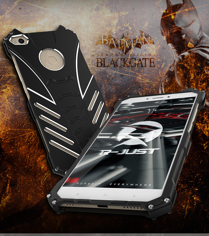 R-Just Batman Shockproof Aluminum Shell Metal Case with Custom Stent for Xiaomi Mi Max 2