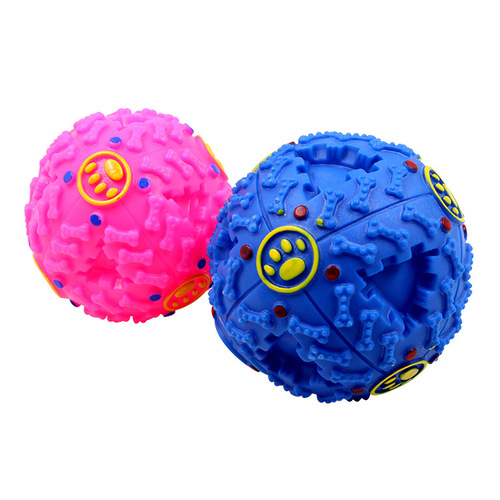 Pet colorful snack food leaking ball, dog teeth grinding puzzle, strange barking ball food leaking device, chewing and making sound toys wholesale