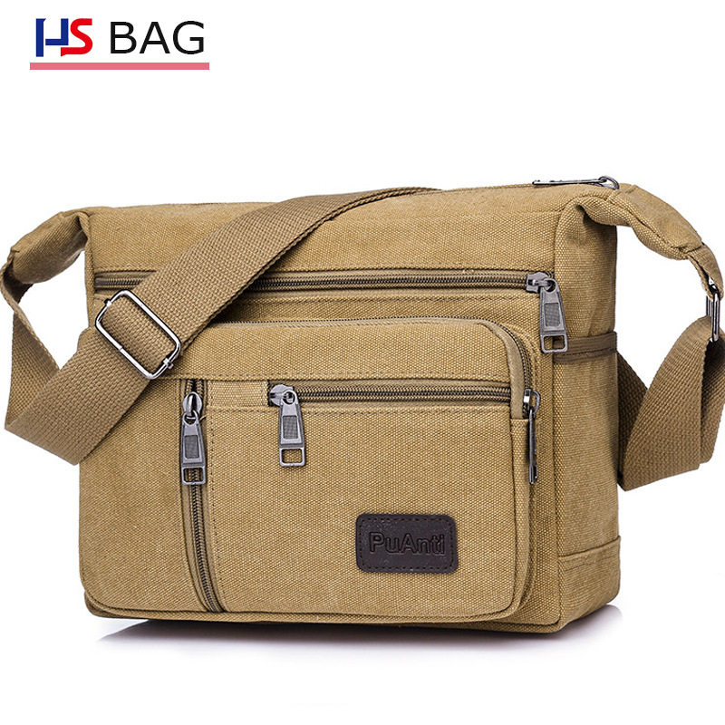 New canvas men's shoulder bag Korean waterproof large capacity messenger bag women's Outdoor Travel Shoulder Bag