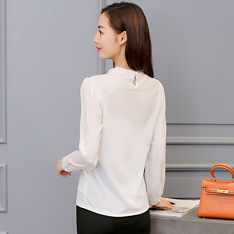 Camisa Blanca de Manga Larga Versátil para Mujer, Estilo Coreano, Nueva Colección Primavera/Verano 2025, Top de Gasa image 4