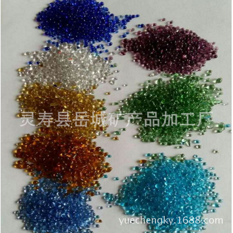 供应彩色玻璃砂不规则多色玻璃碎石 水族造景装饰造景用玻璃珠