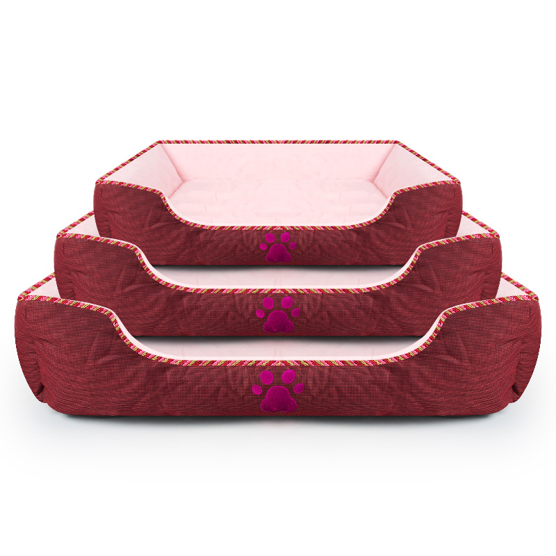 皮皮淘牛津布短毛绒脚印三件套狗窝7