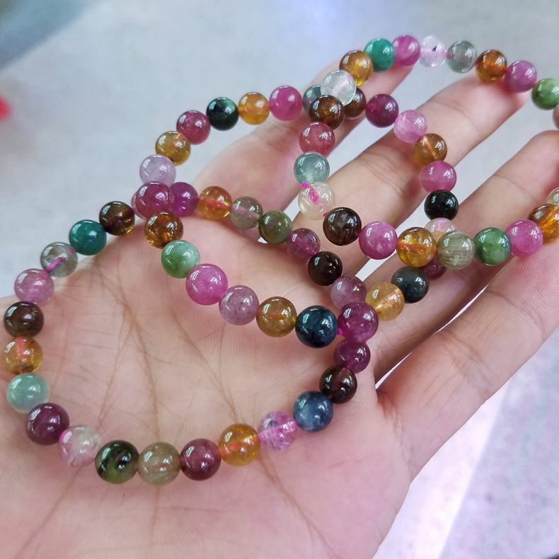 热卖优质天然巴西碧玺手链 可塘厂家批发小清新糖果色碧玺手串女