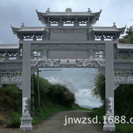 天然青石雕刻村庄门牌楼图片 江西村子门牌楼加工制作