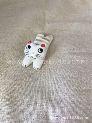 陶瓷筷子架日式杂货筷架日单超萌动物筷架笔托萌猫招财猫睁眼猫|ms